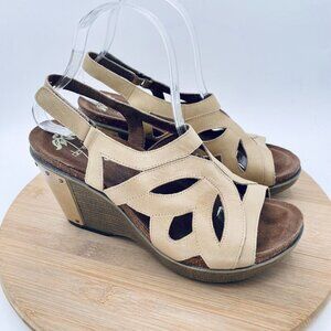 Dansko Tan and Brown Wedge Felicia Heels